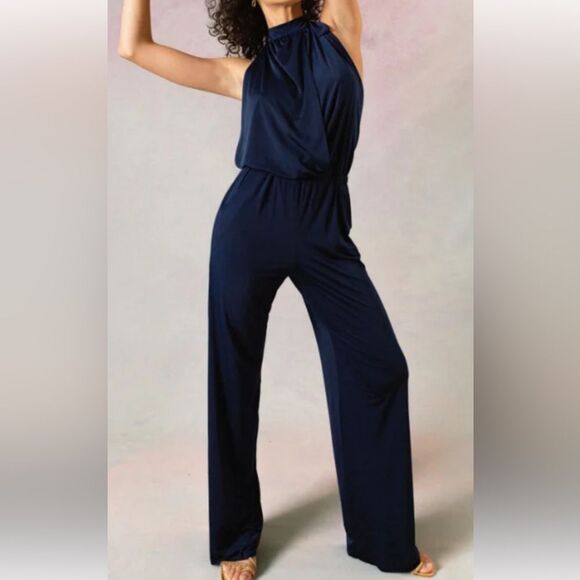 Ripley Rader Navy Backless Halter Jumpsuit Size 2 (Small) - Picture 3 of 10
